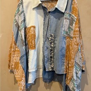 Patchwork Button-Up Shirt